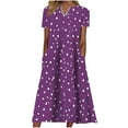 thumbnail image 1 of LYXSSBYX Summer Dresses 2024 Casual Women Summer Casual Printed V Neck Short Sleeve Dress, 1 of 6