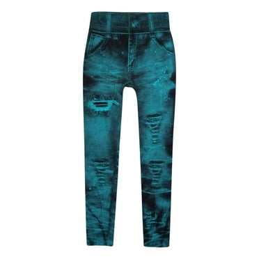 Deals under 10.00 LYXSSBYX Womens Denim Pants High Rise Women Casual Pants Imitation Denim Leggings Super Elastic Ladies Slim Trousers