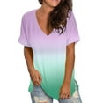 thumbnail image 1 of LYXSSBYX Womens Plus Size Tops Women's Fashion Gradient Printed Blouse V-Neck Short Sleeve Loose T-shirt Tops, 1 of 7