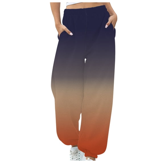 Deals under 10.00 LYXSSBYX Womens Sweatpants with Pockets Women's Casual Loose Sports Sweatpants Ankle Banded Trousers Gradient Fleece Pants