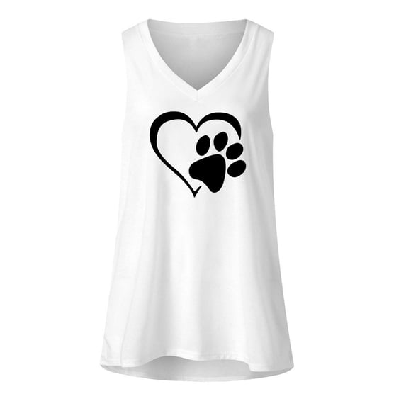 Clearance under 10.00 LYXSSBYX Tank Tops for Women Plus Size Clearance Women's Casual Loose Solid Love Print V-Neck Sleeveless Tank Tops