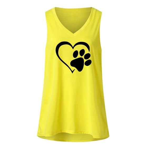 under 10.00 LYXSSBYX Womens Tank Tops Plus Size Women's Casual Loose Solid Love Print V-Neck Sleeveless Tank Tops