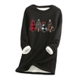 thumbnail image 1 of under 10.00 LYXSSBYX Womens Tops Long Sleeve Women Thick Fleece Sweatshirt Christmas Print Velvet Warm O-neck Underwear Top, 1 of 2