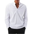 thumbnail image 1 of Deals under 5.00 LYXSSBYX Mens Dress Shirts Long Sleeve Fashionable Men's Casual Deep V Sexy Long Sleeve Shirt Solid Color Multi-code, 1 of 9