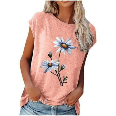 Deals under 5.00 LYXSSBYX Plus Size Shirts for Women Short Sleeve Fashion Womens Printing Loose T-Shirts O-Neck Casual Short Sleeves Casual Tops