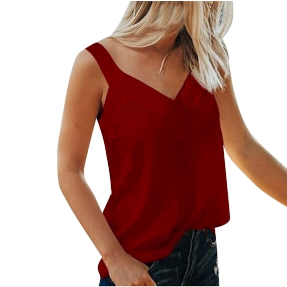 Deals under 5.00 LYXSSBYX Tank Tops for Women Plus Size Clearance Women's Summer Casual Sleeveless Blouse V Neck Tops T-Shirt Vest for Women