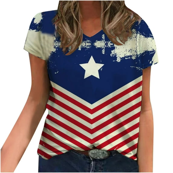 LYXSSBYX Womens Plus Size Shirts Summer Fashion Women's Summer V-Neck Short Sleeve Print Casual T-shirt Blouse