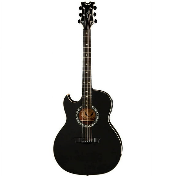 Dean 6 String Lefty Exhibition Acoustic/Electric Guitar - Black Satin (EX BKS L)