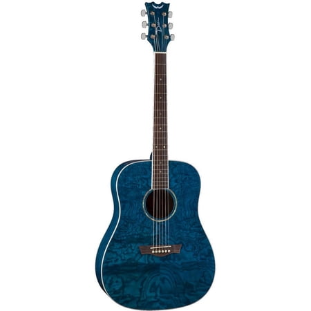 Dean AXS Dreadnought Quilt Ash Acoustic Guitar - Trans Blue