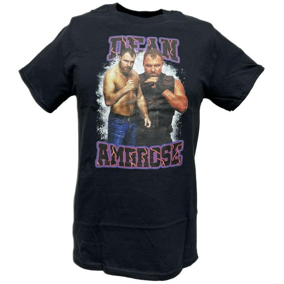 Dean Ambrose Purple Name Double Pose Mens Black T-shirt