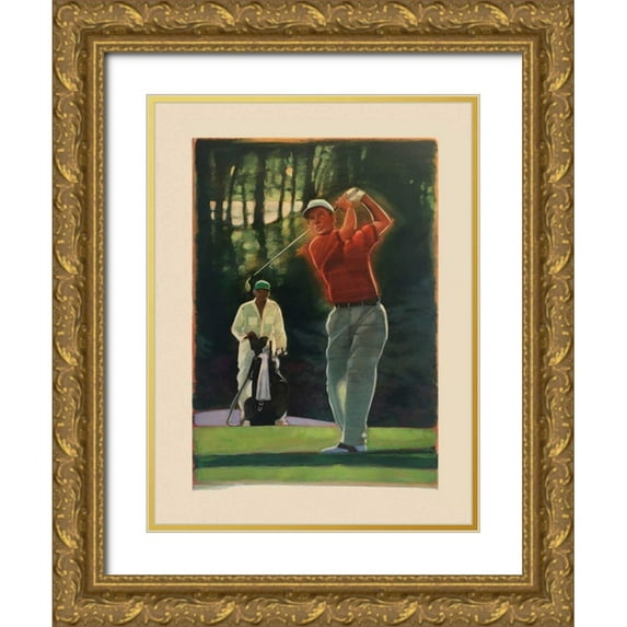 Dean, Bruce 19x24 Gold Ornate Wood Framed with Double Matting Museum Art Print Titled - The Golfer