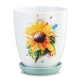 thumbnail image 1 of Dean Crouser Sunflower 6.5 inch Ceramic Stoneware Flower Pot with Saucer, 1 of 6