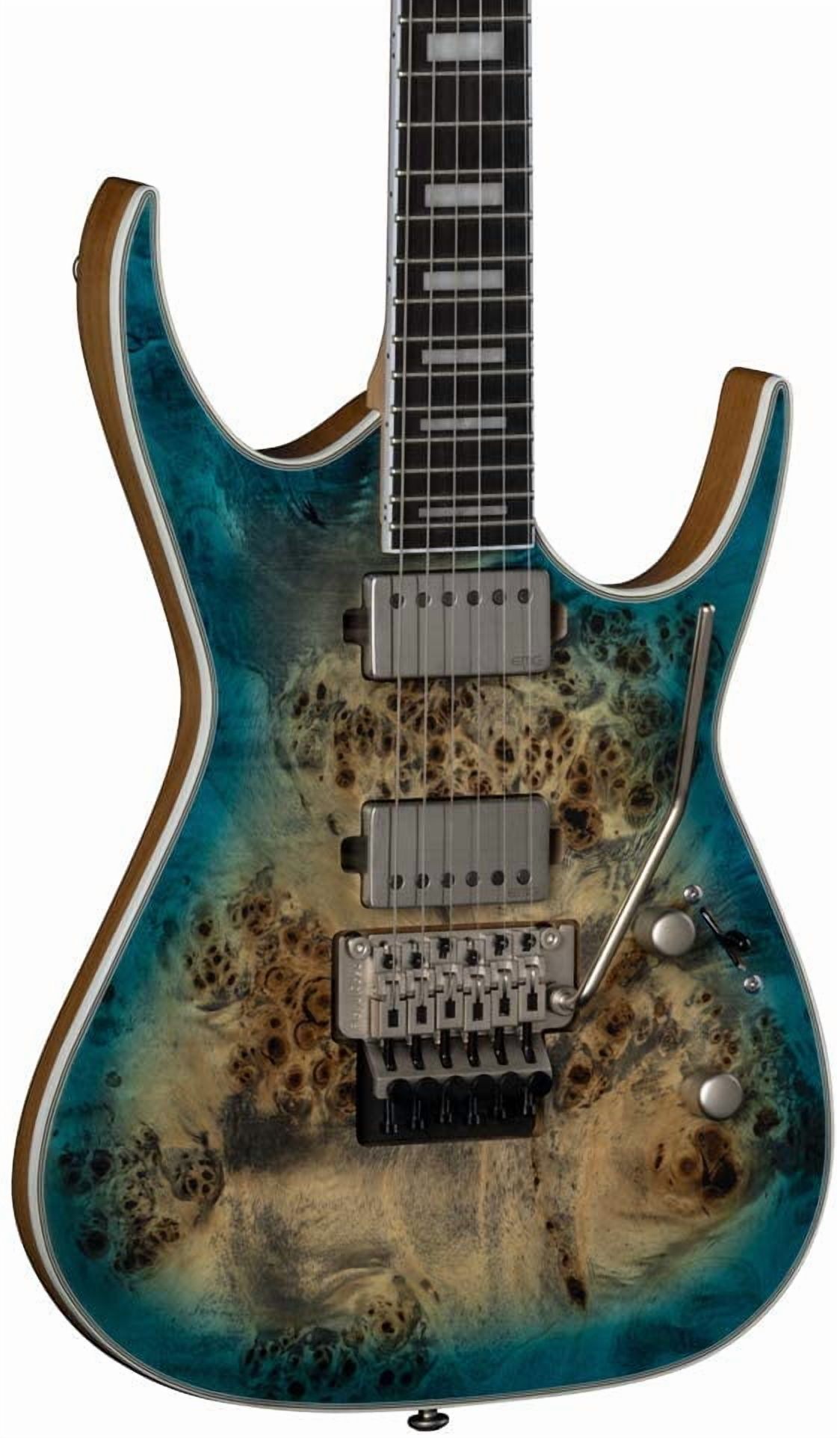 Dean Guitars Exile Select Floyd Rose 6 String Burl Poplar Electric Guitar, Right, Satin Turquoise Burst (EXILEF BRL STQB)