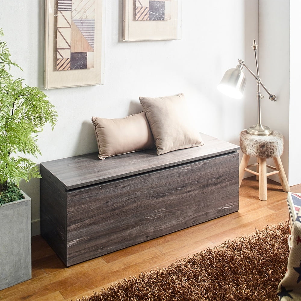Farmhouse storage bench with cushion 2025