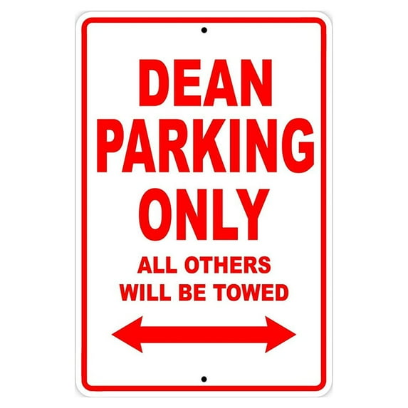 Dean Parking Only Gift Decor Novelty Garage Metal Aluminum 8"x12" Sign