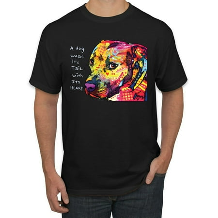 Dean Russo A Dog Wags Its Tail With Its Heart Gratitude Pitbull Dog Lover Men Graphic Tee