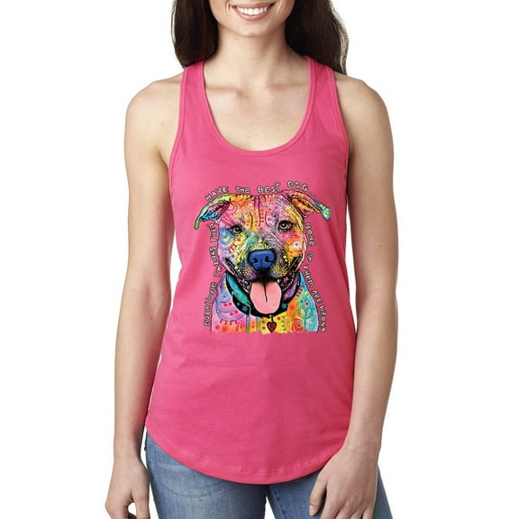 Dean Russo Best Dog Dog Lover Ladies Racerback Tank Top, Hot Pink, Medium