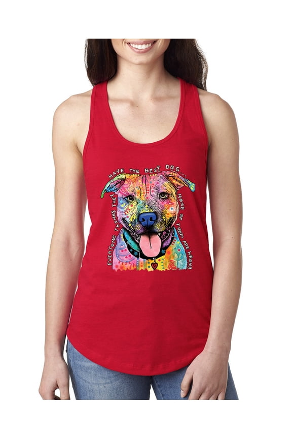 Dean Russo Best Dog Dog Lover Ladies Racerback Tank Top, Red, Large