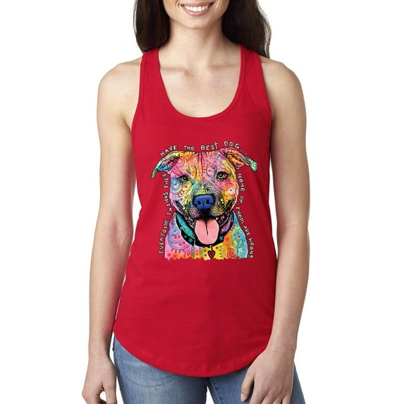 Dean Russo Best Dog Dog Lover Ladies Racerback Tank Top, Red, Small