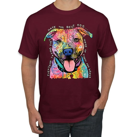 Dean Russo Best Dog Dog Lover Men's Graphic T-Shirt, Maroon, 5X-Large