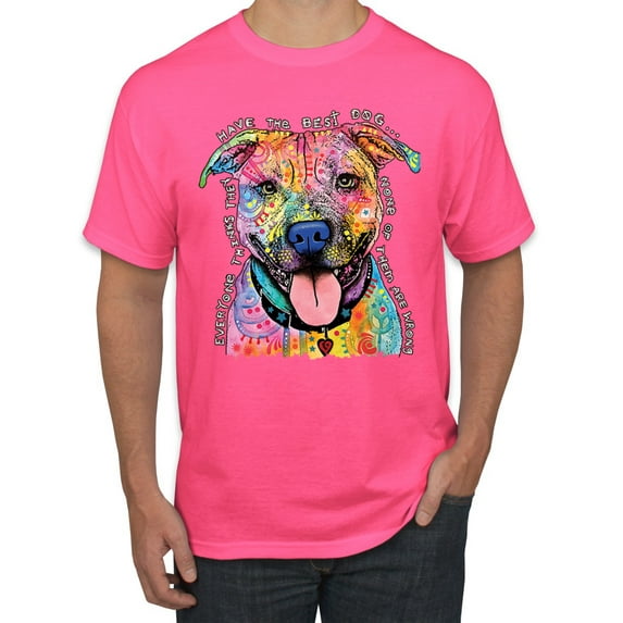 Dean Russo Best Dog Dog Lover Men's Graphic T-Shirt, Neon Pink, X-Large