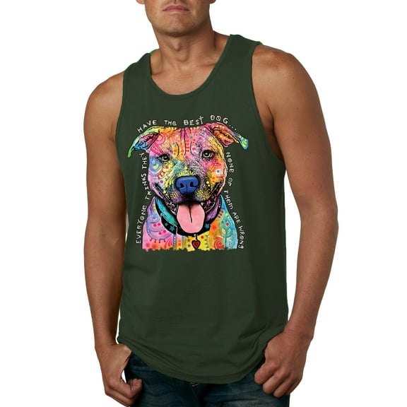 Dean Russo Best Dog Dog Lover Mens Graphic Tank Top, Forest Green, Medium