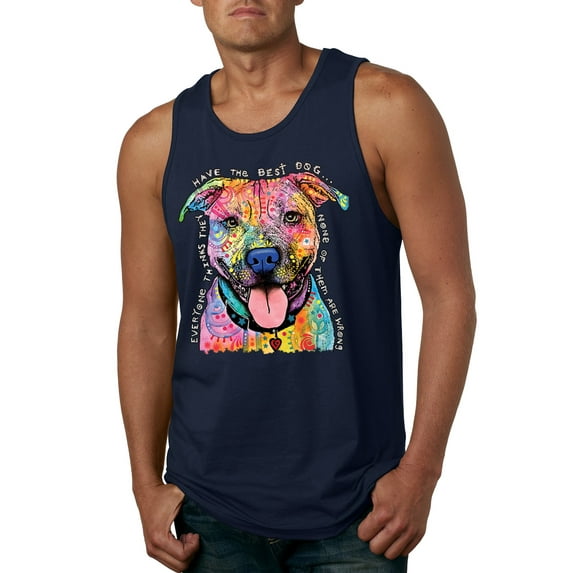 Dean Russo Best Dog Dog Lover Mens Graphic Tank Top, Navy, X-Large