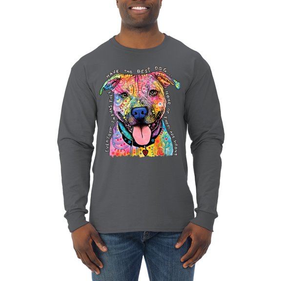 Dean Russo Best Dog Dog Lover Mens Long Sleeve Shirt, Charcoal, Medium