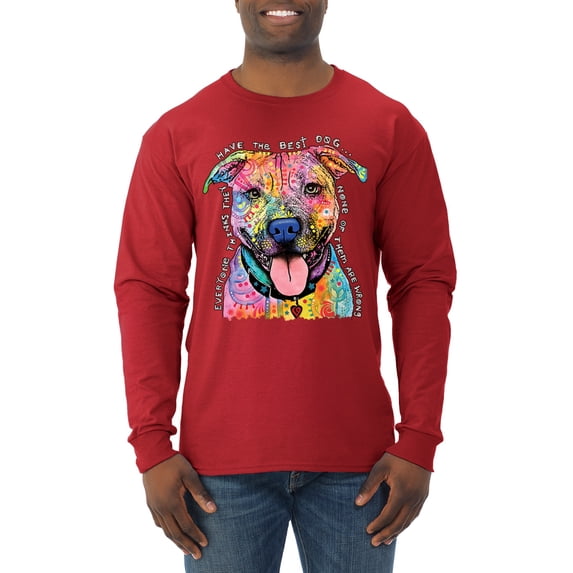 Dean Russo Best Dog Dog Lover Mens Long Sleeve Shirt, Red, Small