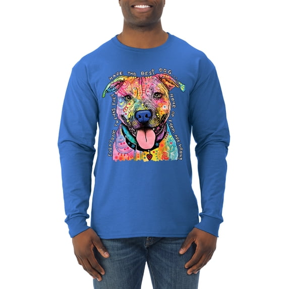 Dean Russo Best Dog Dog Lover Mens Long Sleeve Shirt, Royal, Large