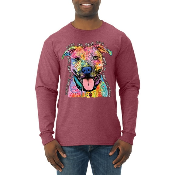 Dean Russo Best Dog Dog Lover Mens Long Sleeve Shirt, Vintage Heather Red, Small