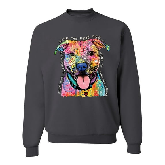 Dean Russo Best Dog Dog Lover Unisex Crewneck Graphic Sweatshirt, Charcoal, 3X-Large