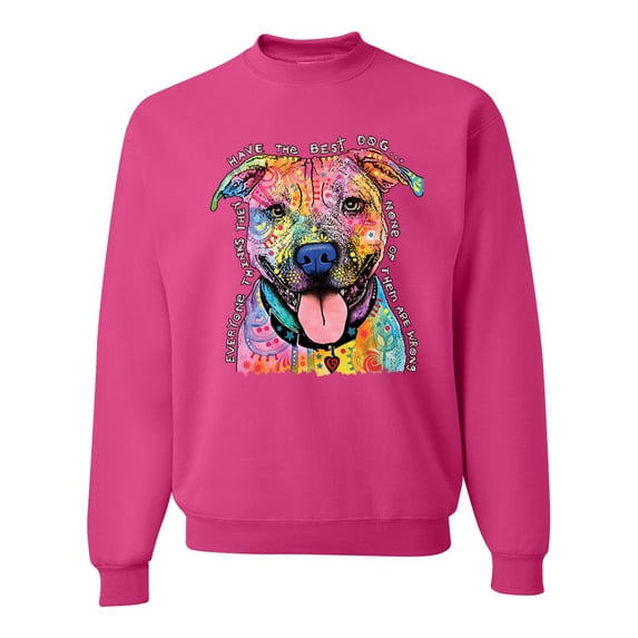 Dean Russo Best Dog Dog Lover Unisex Crewneck Graphic Sweatshirt, Fuschia, X-Large
