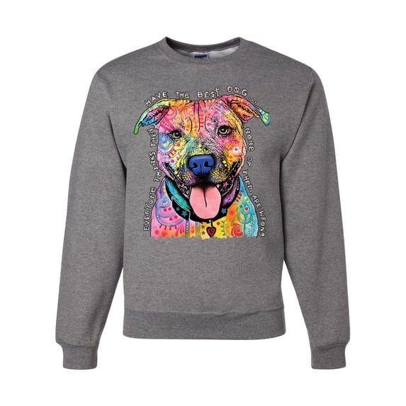 Dean Russo Best Dog Dog Lover Unisex Crewneck Graphic Sweatshirt, Heather Grey, Small
