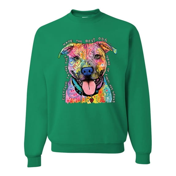 Dean Russo Best Dog Dog Lover Unisex Crewneck Graphic Sweatshirt, Kelly, Small
