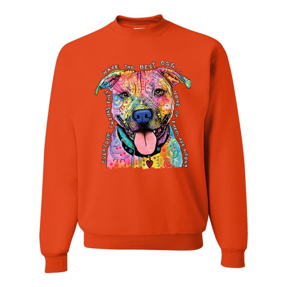 Dean Russo Best Dog Dog Lover Unisex Crewneck Graphic Sweatshirt, Orange, Large