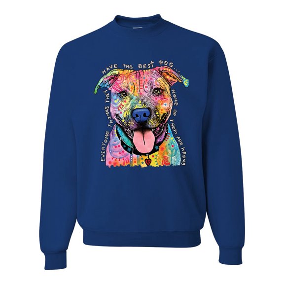 Dean Russo Best Dog Dog Lover Unisex Crewneck Graphic Sweatshirt, Royal, Large