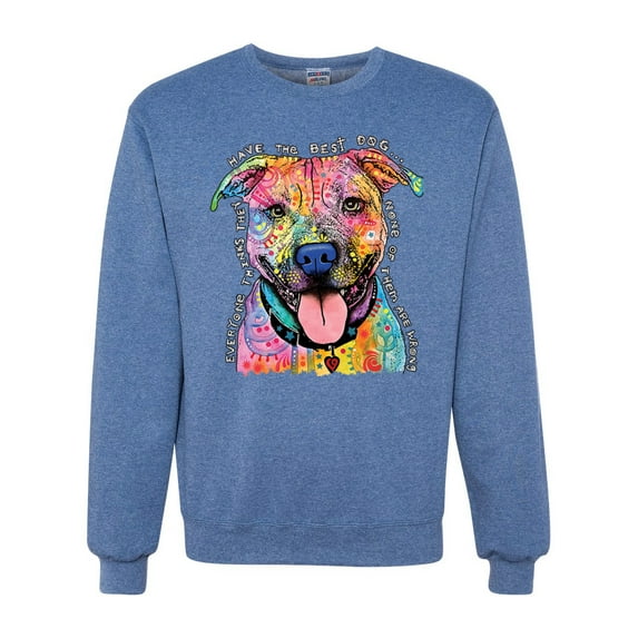 Dean Russo Best Dog Dog Lover Unisex Crewneck Graphic Sweatshirt, Vintage Heather Blue, XX-Large