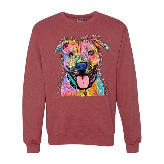 Dean Russo Best Dog Dog Lover Unisex Crewneck Graphic Sweatshirt, Vintage Heather Red, Large
