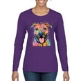 thumbnail image 1 of Dean Russo Best Dog Dog Lover Womens Graphic Long Sleeve T-Shirt, Purple, Large, 1 of 6