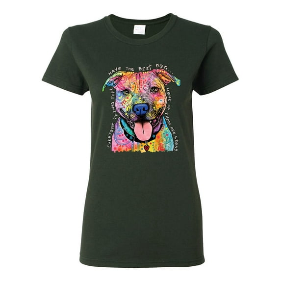 Dean Russo Best Dog Dog Lover Womens Graphic T-Shirt, Forest Green, Medium