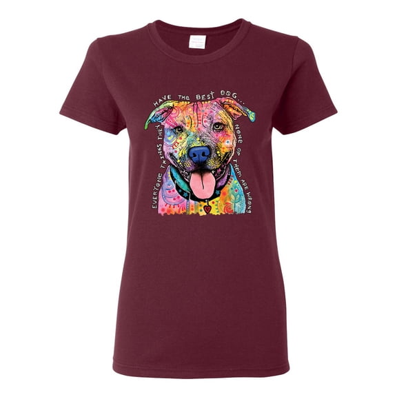 Dean Russo Best Dog Dog Lover Womens Graphic T-Shirt, Maroon, Large