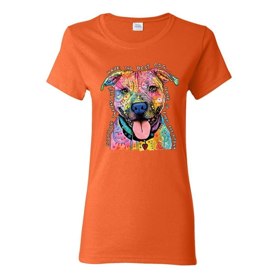 Dean Russo Best Dog Dog Lover Womens Graphic T-Shirt, Orange, Large