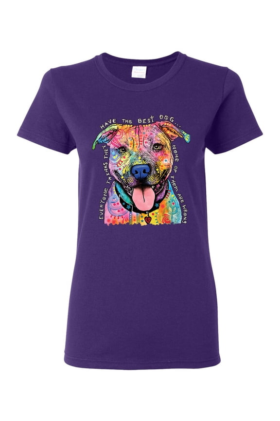 Dean Russo Best Dog Dog Lover Womens Graphic T-Shirt, Purple, Large