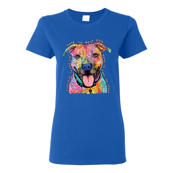 Dean Russo Best Dog Dog Lover Womens Graphic T-Shirt, Royal, 3X-Large