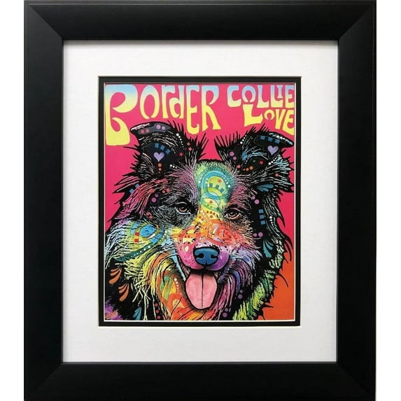 Dean Russo "Border Collie Love" FRAMED Pop Art Generic