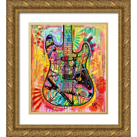 Dean Russo Collection 12x13 Gold Ornate Wood Framed with Double Matting Museum Art Print Titled - Guitar