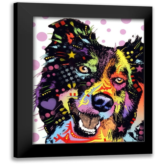 Dean Russo Collection 12x14 Black Modern Framed Museum Art Print Titled - Border Collie