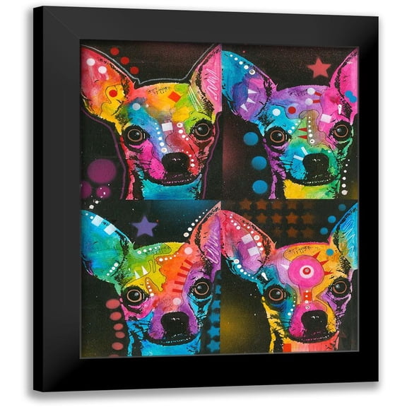 Dean Russo Collection 12x14 Black Modern Framed Museum Art Print Titled - Chihuahua 4 UP