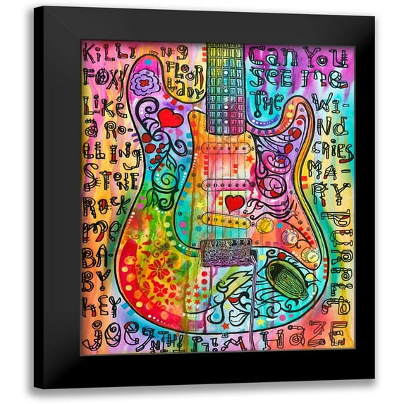 Dean Russo Collection 12x14 Black Modern Framed Museum Art Print Titled - Jimmies Guitar